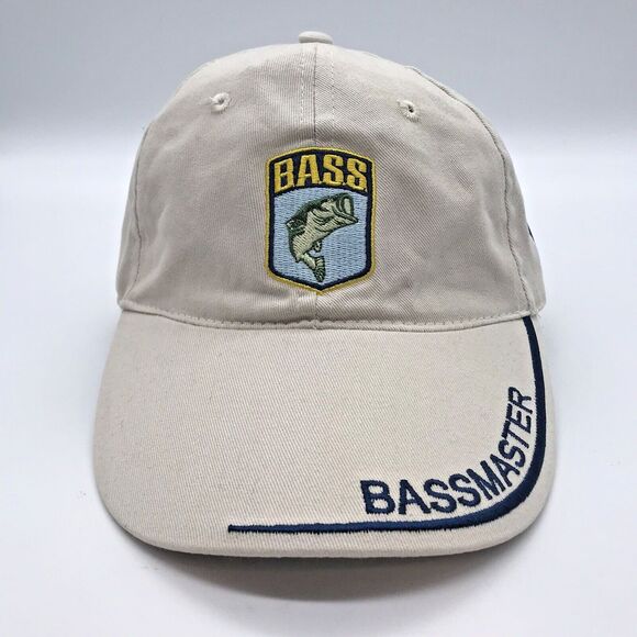 BASS Bassmaster Fishing USA Flag Professional Tour Ball Cap Strapback Beige Hat - Picture 1 of 9